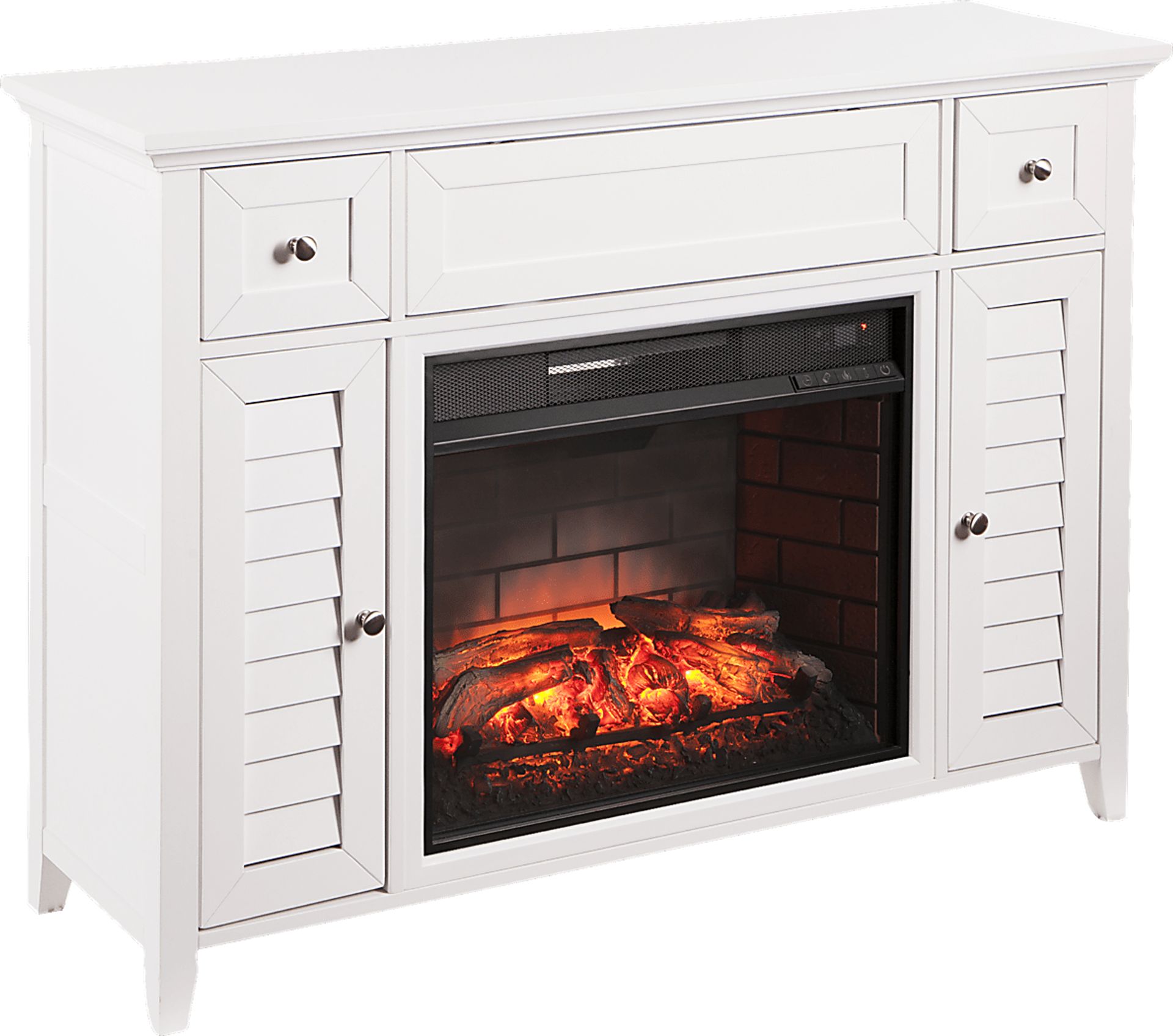 Faulkwood White 48 in. Console with Infrared Fireplace - Image 1