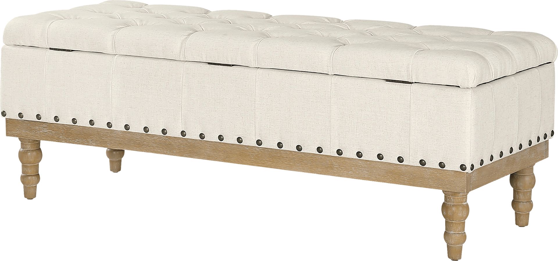 Fauz Beige Storage Bench - Image 3