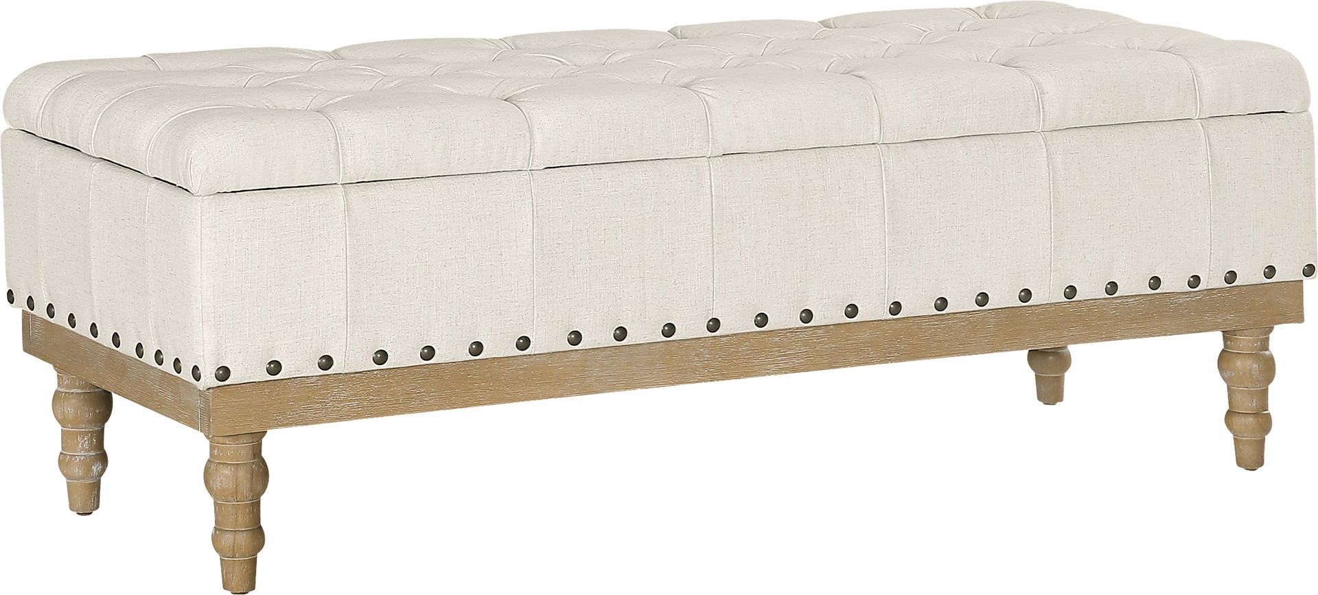 Fauz Beige Storage Bench - Image 1