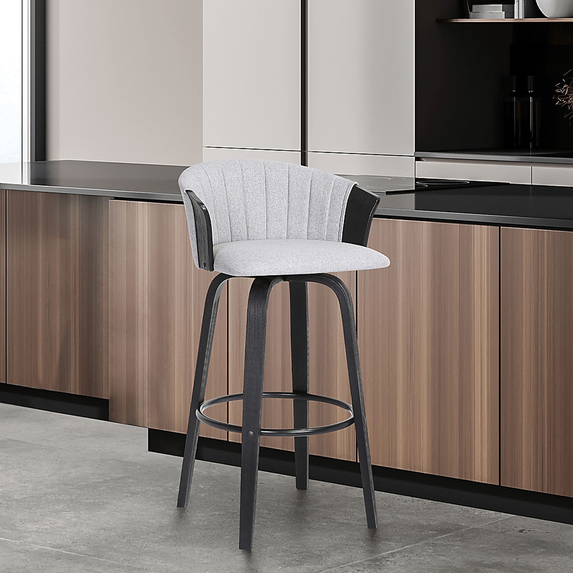 Fawziya Gray Swivel Barstool - Image 2