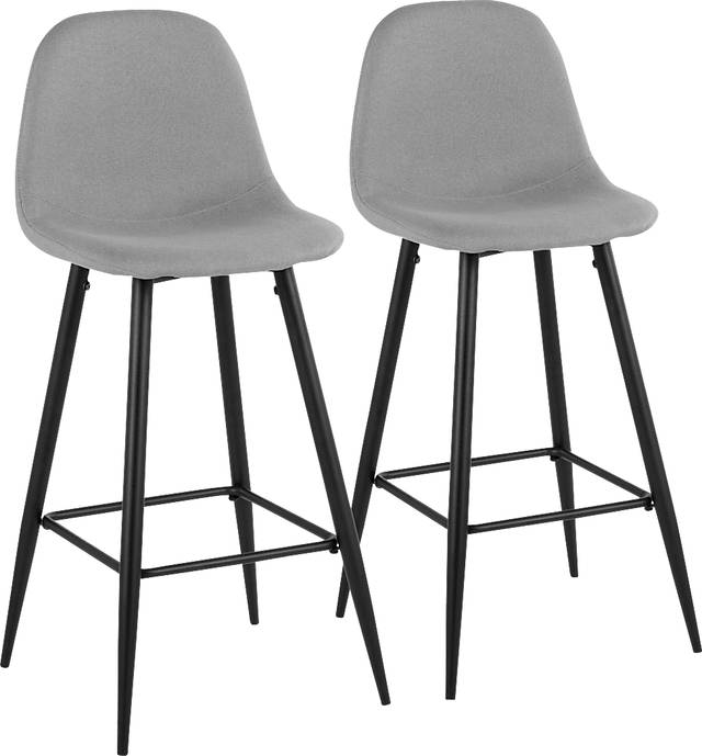 Faye Lane I Light Gray Barstool, Set of 2 - Thumbnail - Image 1