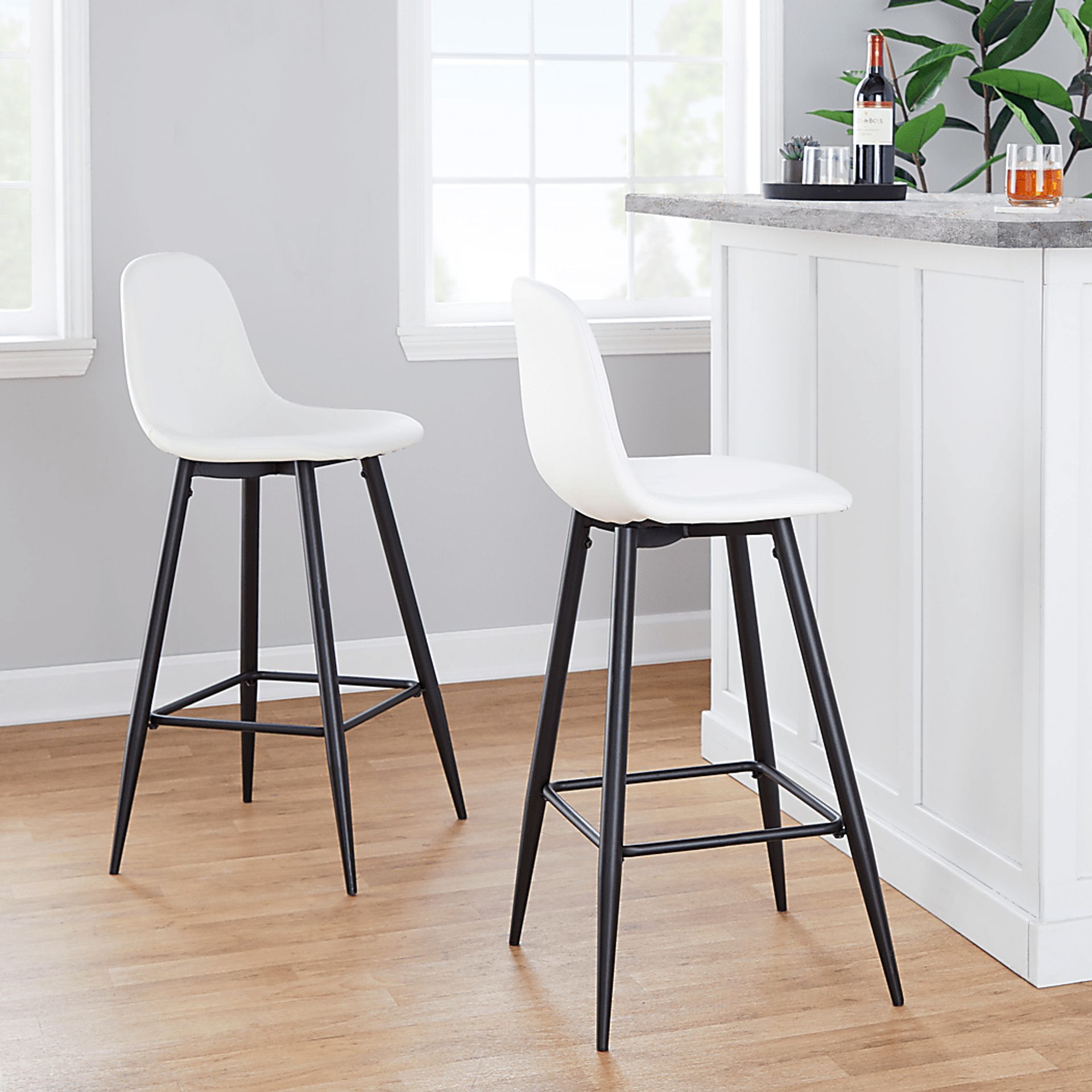 Faye Lane I White Barstool, Set of 2 - Image 2