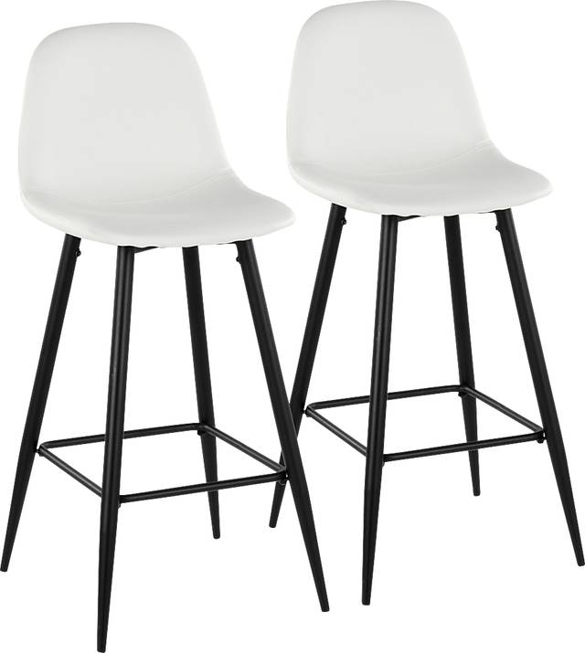 Faye Lane I White Barstool, Set of 2 - Thumbnail - Image 1
