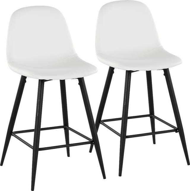 Faye Lane I White Counter Height Stool, Set of 2 - Thumbnail - Image 1