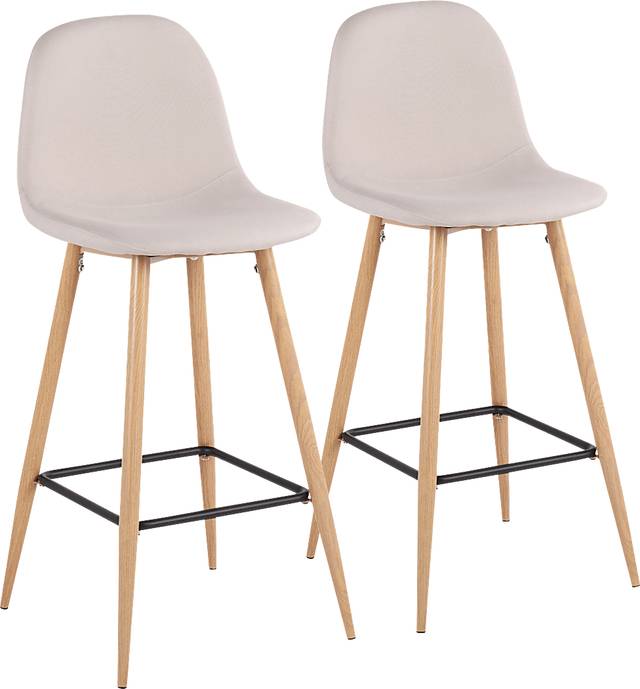 Faye Lane II Beige Barstool, Set of 2 - Thumbnail - Image 1