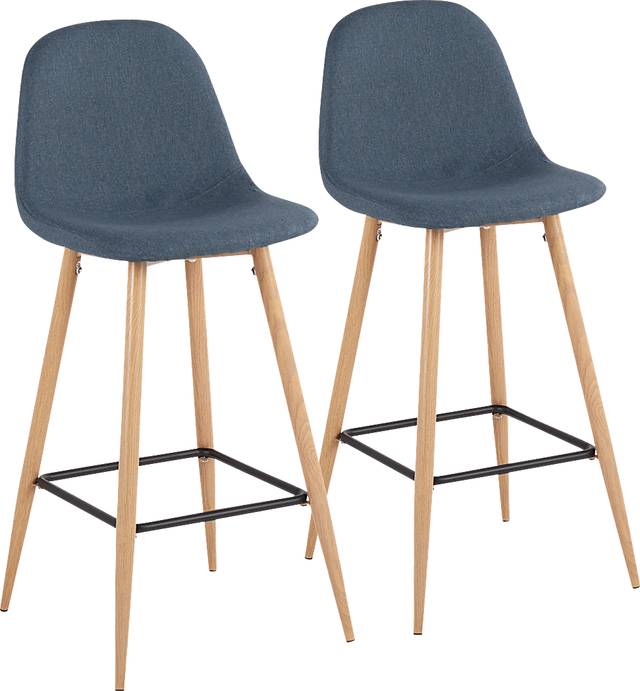 Faye Lane II Blue Barstools, Set of 2 - Thumbnail - Image 1