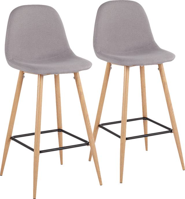 Faye Lane II Light Gray Barstool, Set of 2 - Thumbnail - Image 1