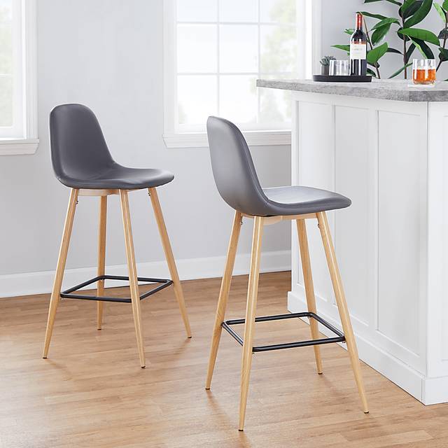 Faye Lane II Gray Barstool, Set of 2 - Thumbnail - Image 2