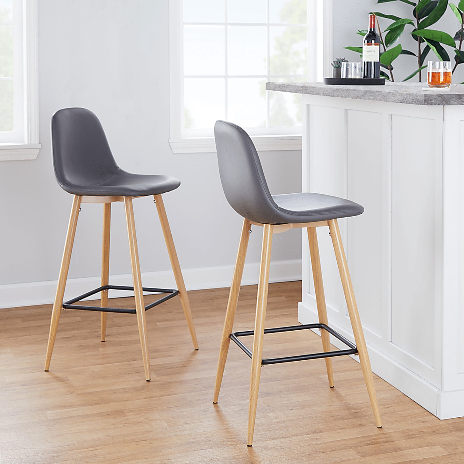 Faye Lane II Gray Barstool, Set of 2 - Image 2