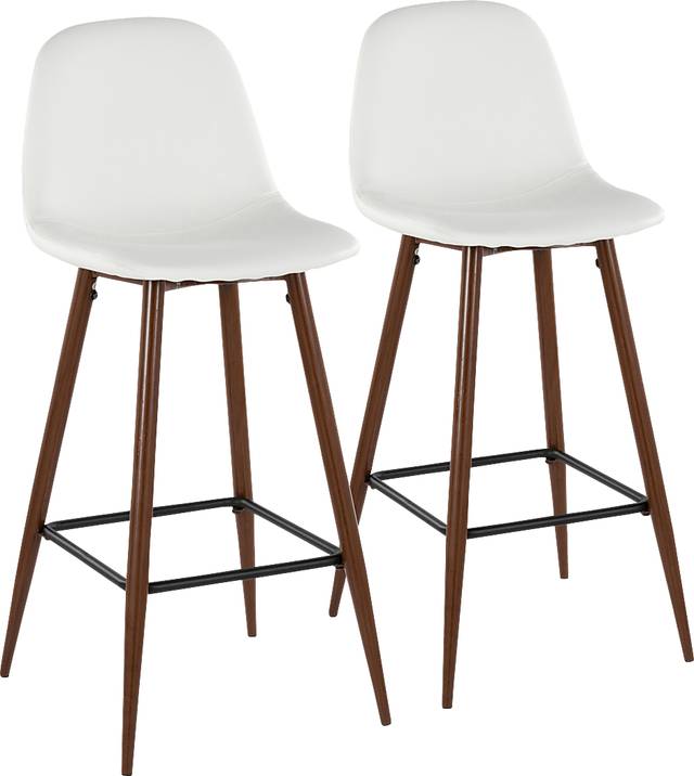Faye Lane III White Barstool, Set of 2 - Thumbnail - Image 1