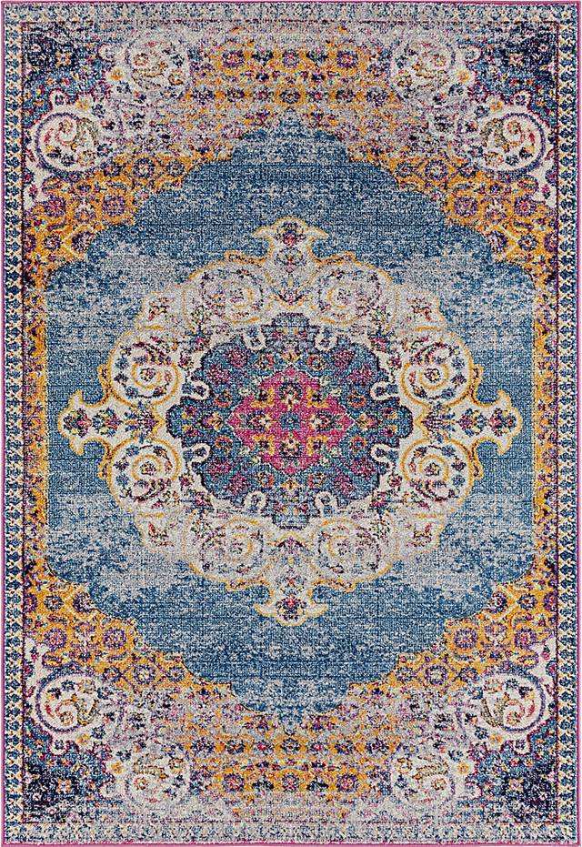 Feijia Blue/Orange 7'6 x 9'6 Rug - Thumbnail - Image 1
