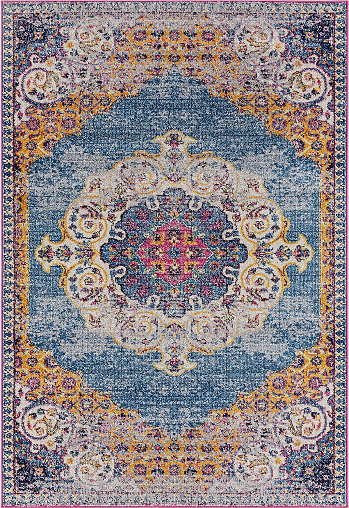 Feijia Blue,Orange Blue,Orange,Red Rugs | Rooms to Go