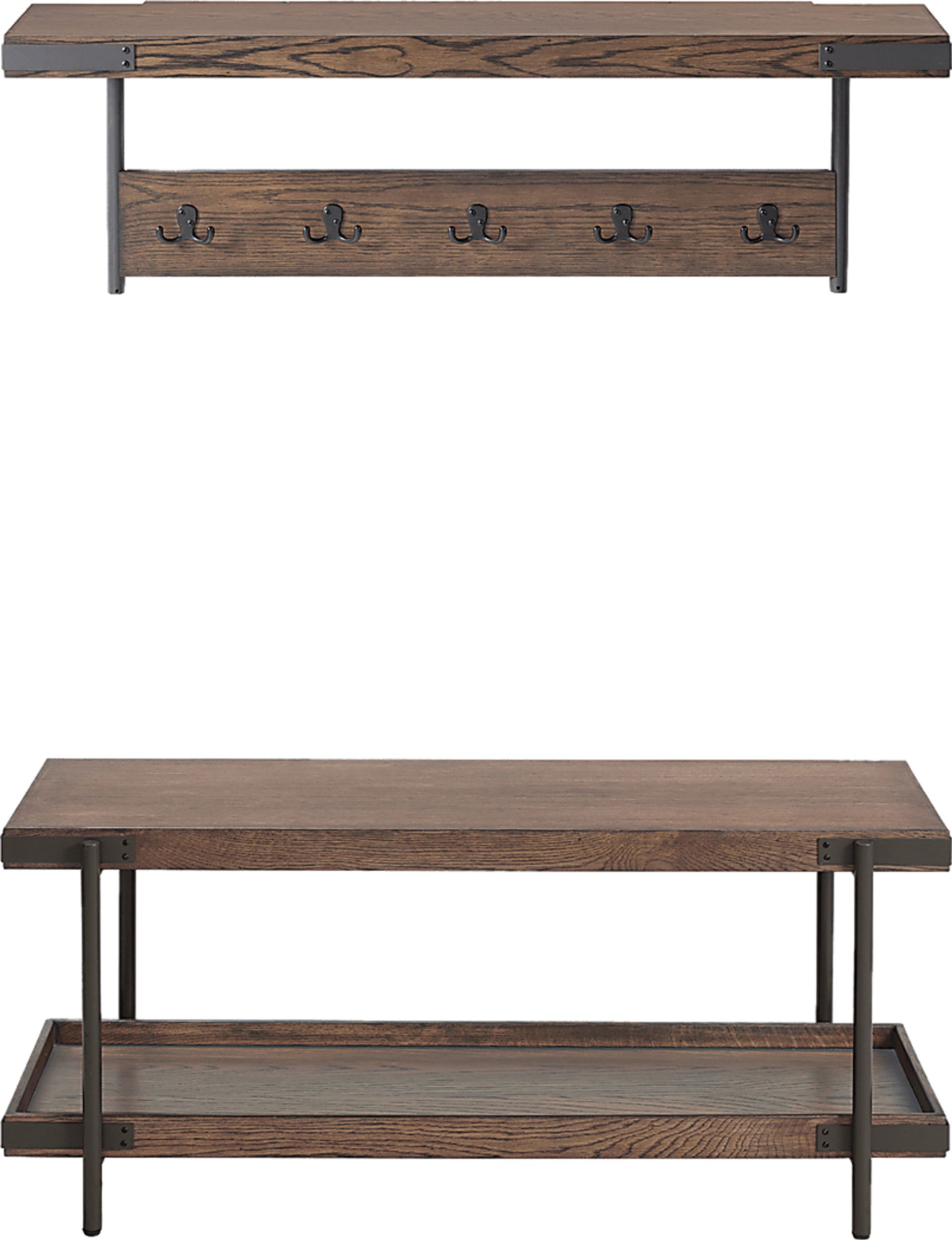 Felbridge Brown Coat Hook & Bench, Set of 2 - Image 1