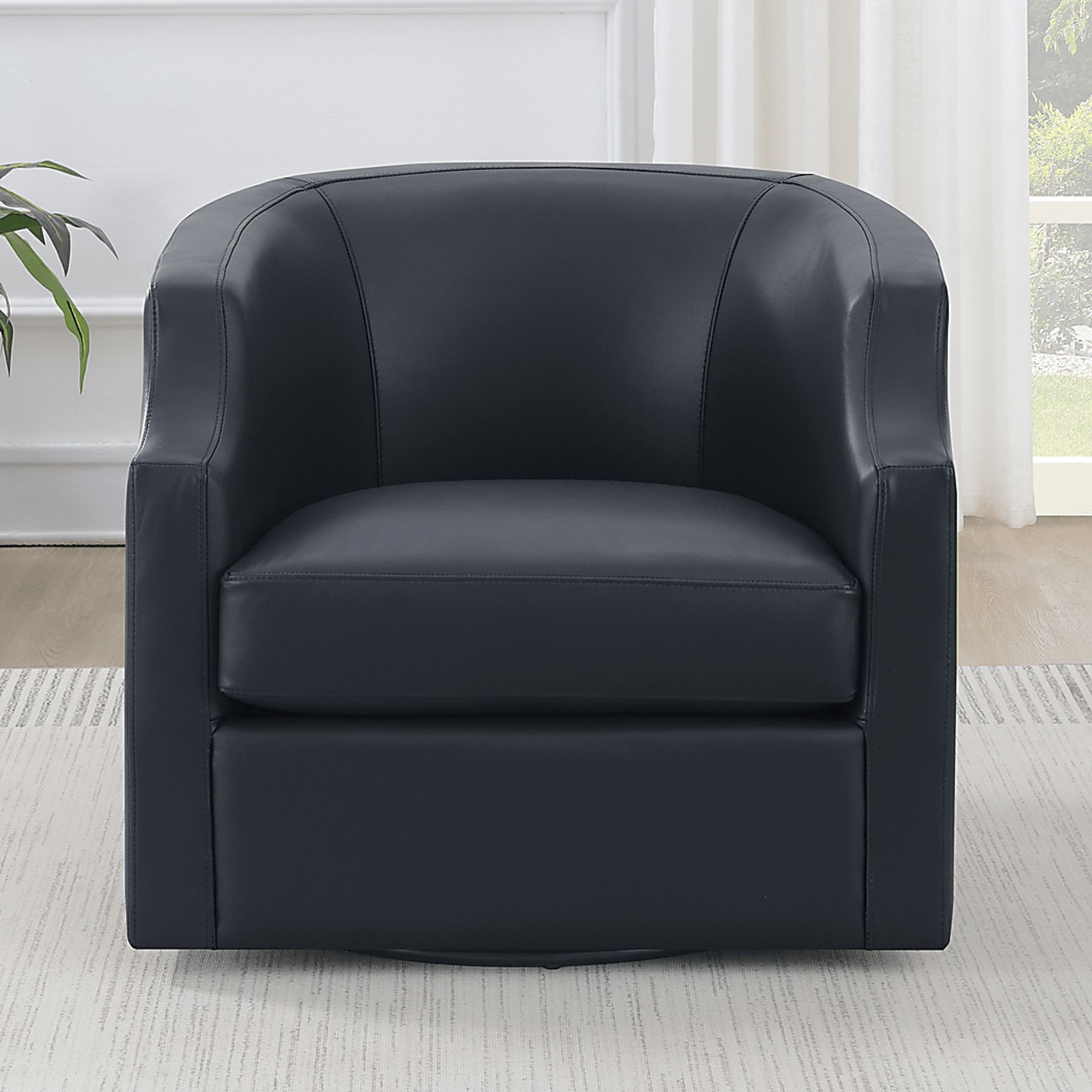Feleti Dark Blue Swivel Chair - Image 2