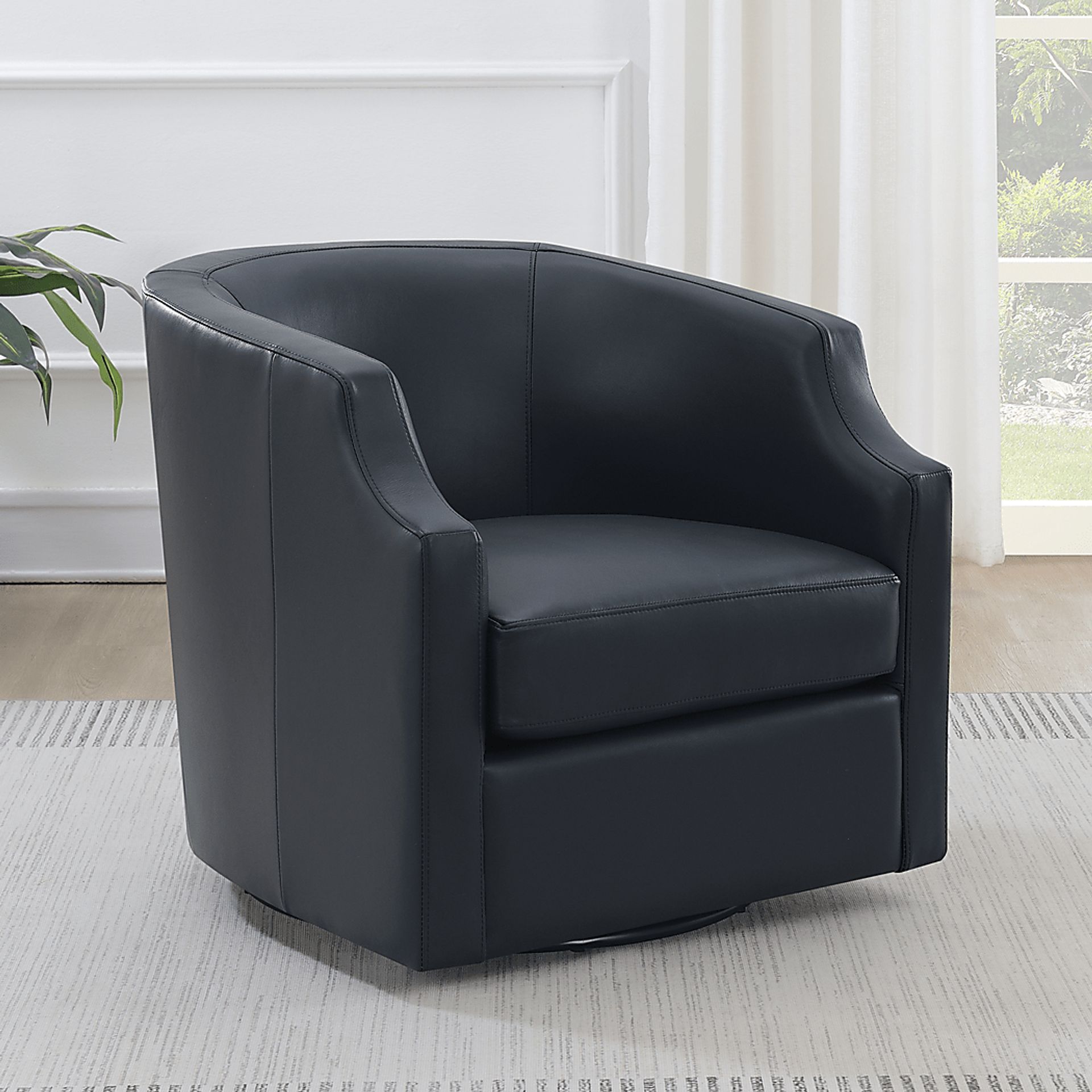 Feleti Dark Blue Swivel Chair - Image 1