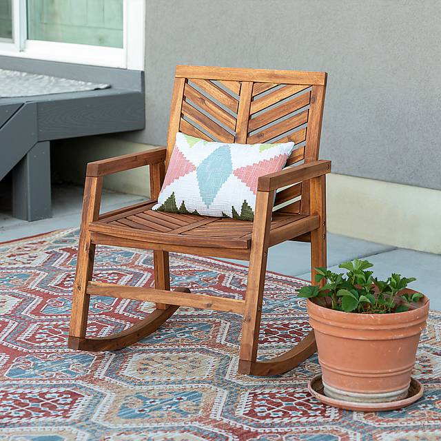 Fencerow Brown Outdoor Rocking Chair - Thumbnail - Image 4