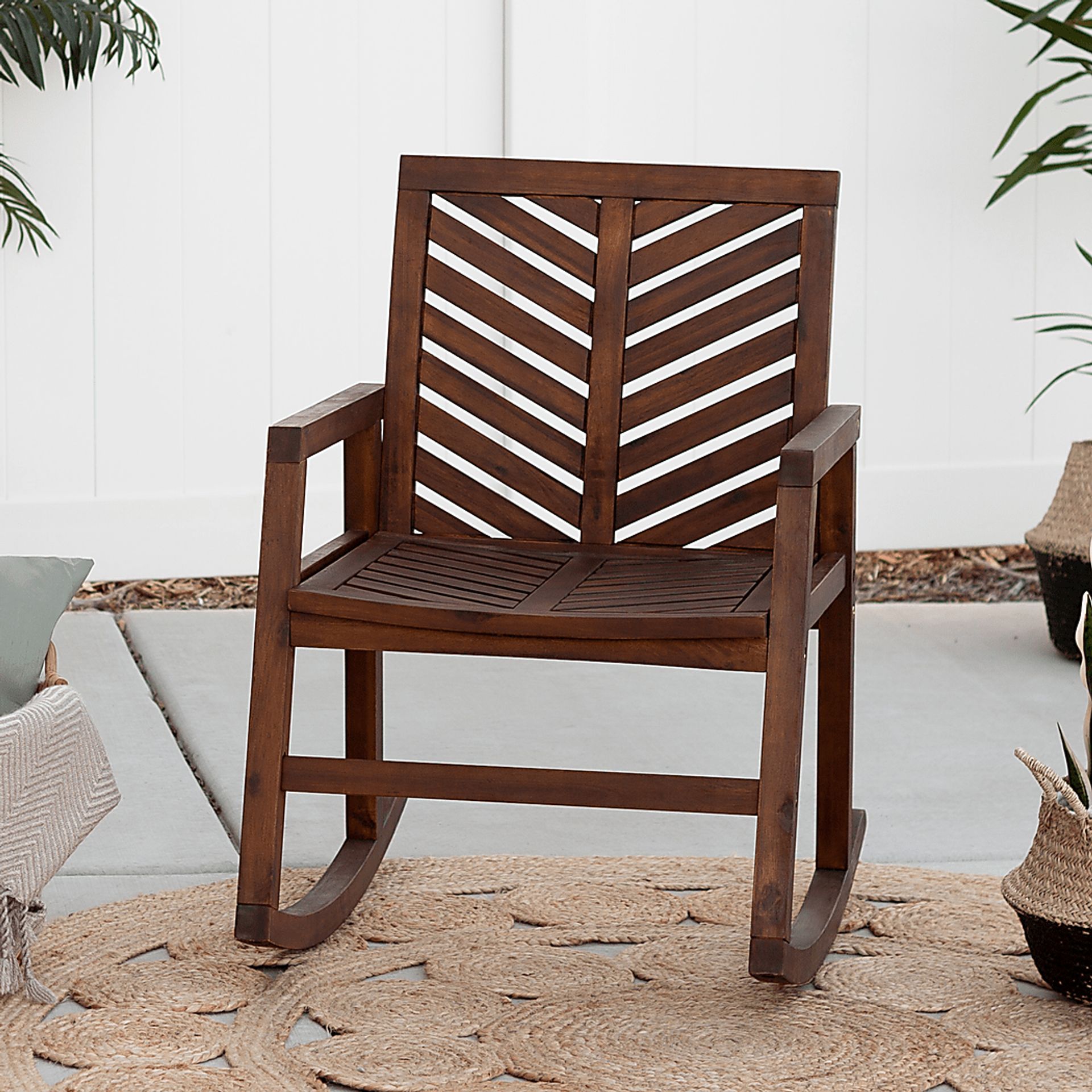 Fencerow Dark Brown Outdoor Rocking Chair - Image 3