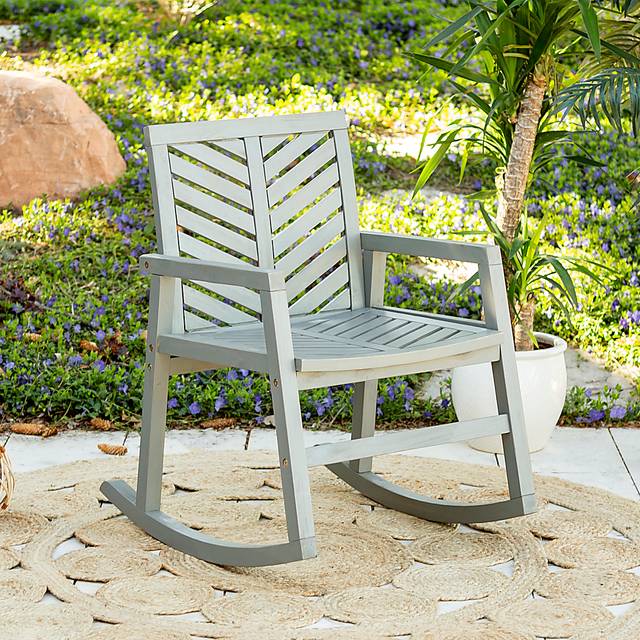 Fencerow Gray Outdoor Rocking Chair - Thumbnail - Image 5