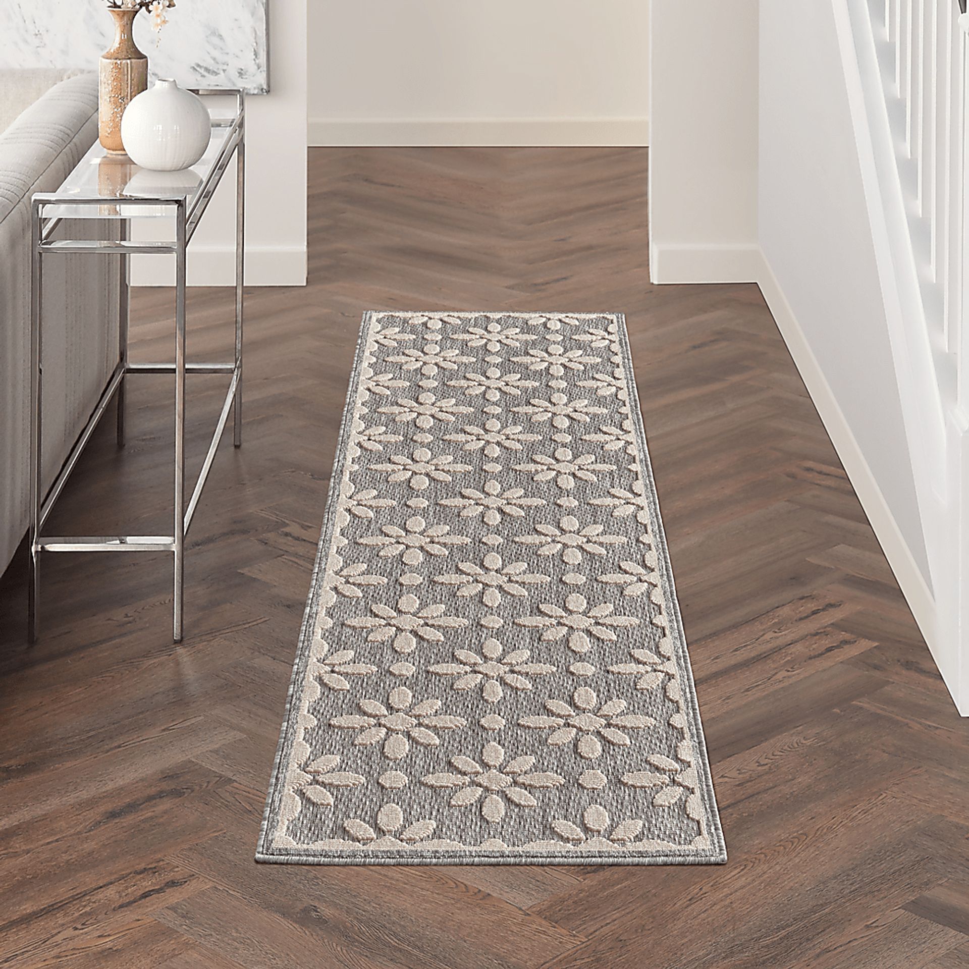 Fennie Gray 2'2 x 7'6 Runner Indoor/Outdoor Rug - Image 2