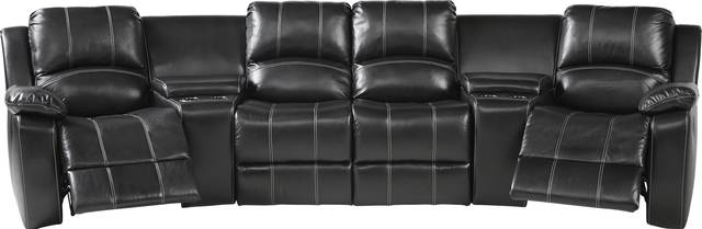 Fenway Heights Black 5 Pc Leather Reclining Sectional - Thumbnail - Image 3