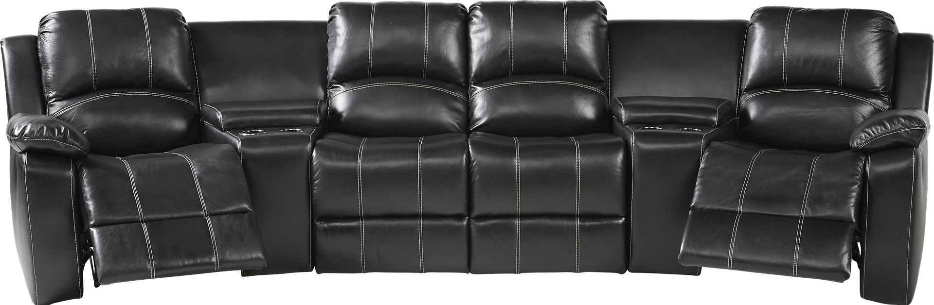 Fenway Heights Black 5 Pc Leather Reclining Sectional - Image 3