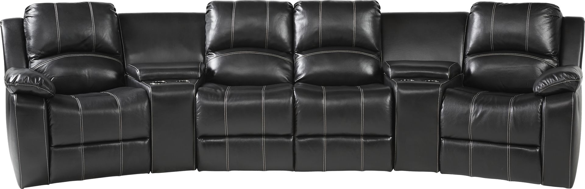 Fenway Heights Black 5 Pc Leather Reclining Sectional - Image 1