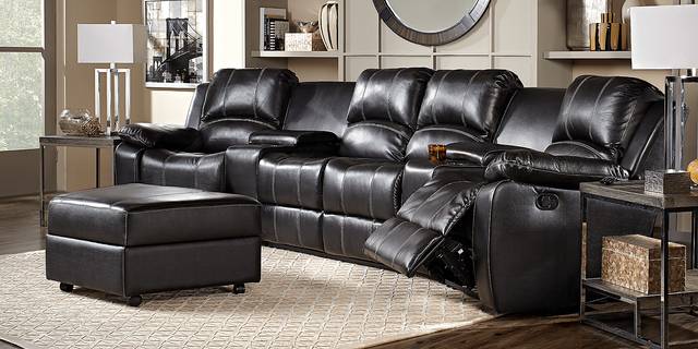 Fenway Heights Black 5 Pc Leather Sectional - Thumbnail - Image 2
