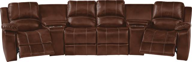 Fenway Heights Brown 5 Pc Leather Reclining Sectional - Thumbnail - Image 2