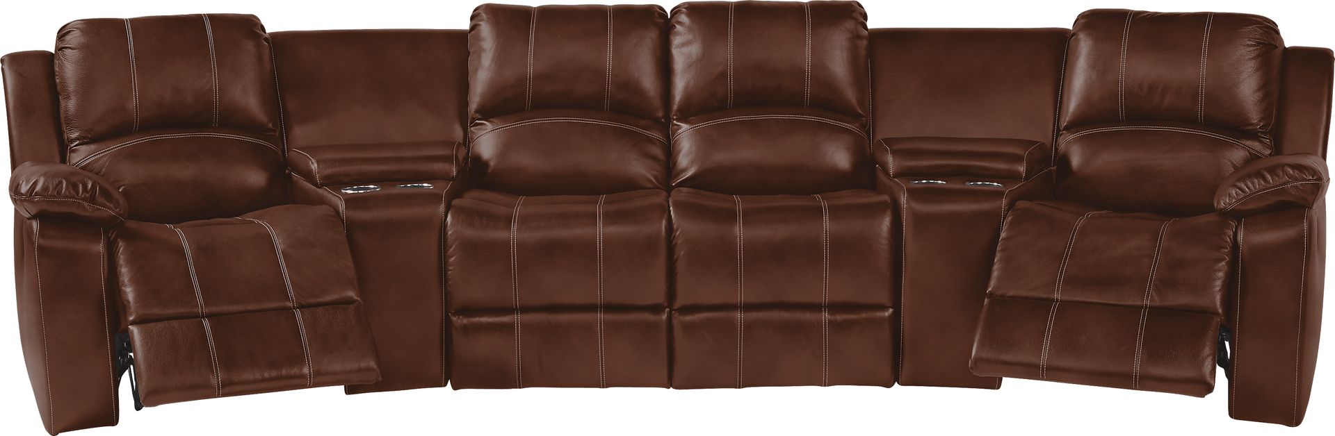Fenway Heights Brown 5 Pc Leather Reclining Sectional - Image 2