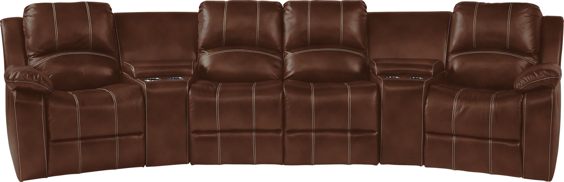 Fenway Heights Brown 5 Pc Leather Reclining Sectional - Image 1