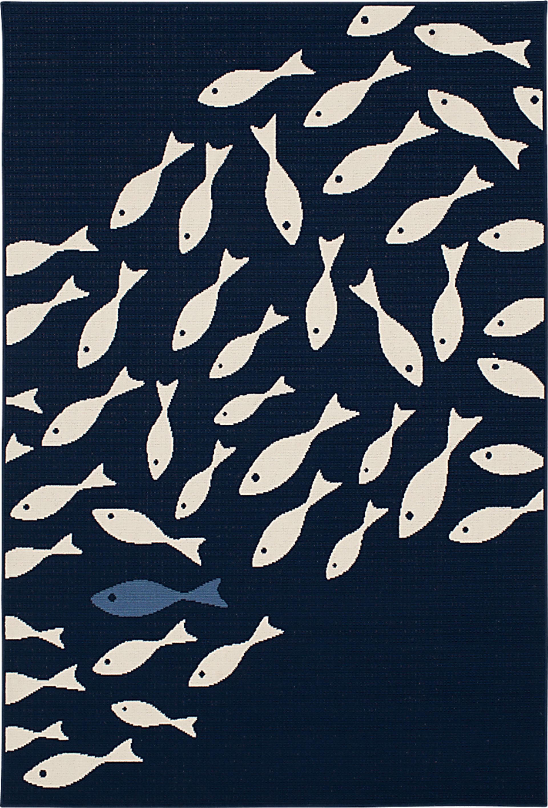Ferdie Navy 6'6 x 9'6 Indoor/Outdoor Rug - Image 1