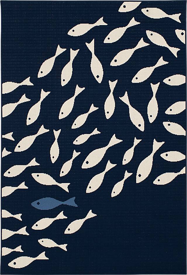Ferdie Navy 7'10 x 9'10 Indoor/Outdoor Rug - Thumbnail - Image 1