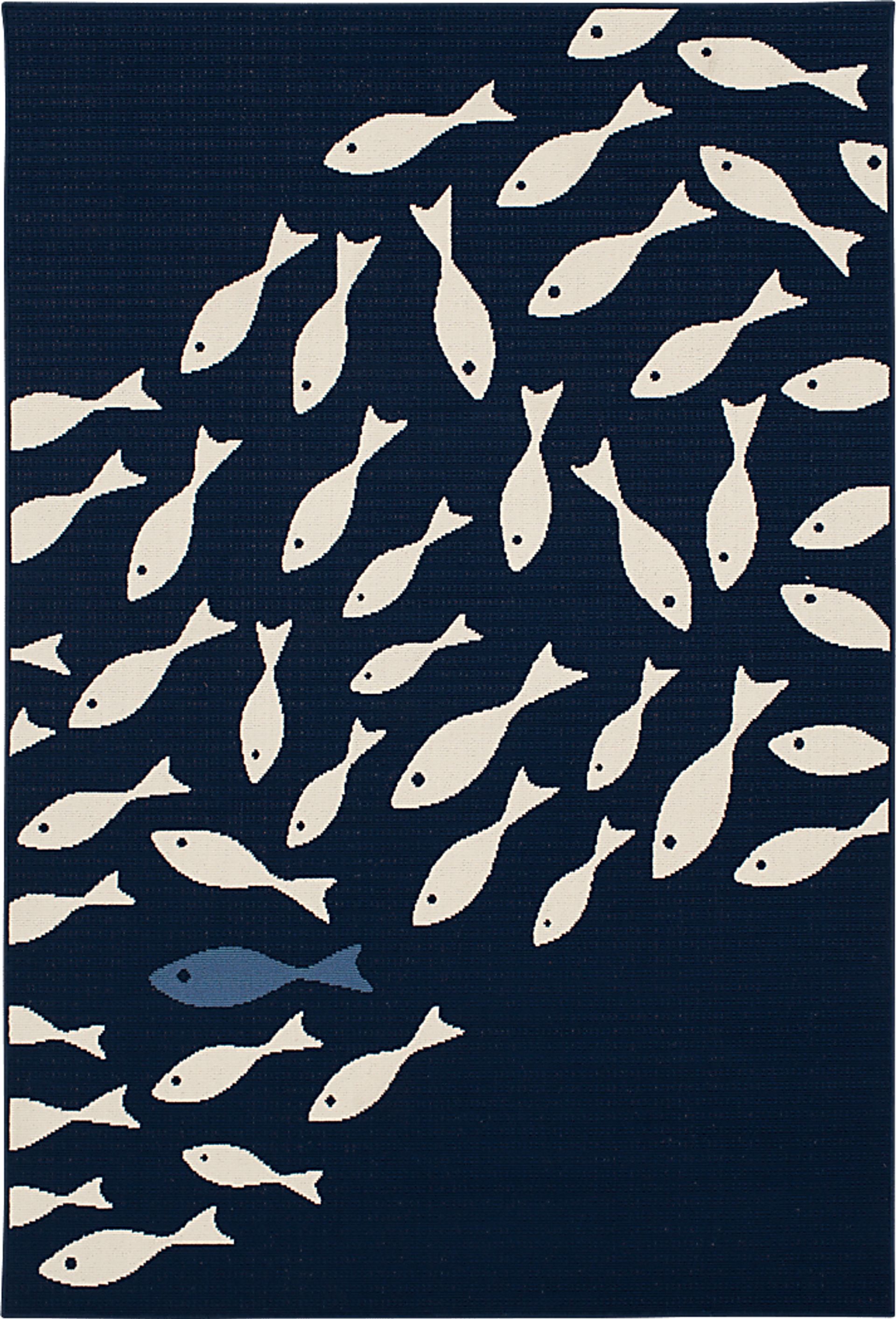 Ferdie Navy 7'10 x 9'10 Indoor/Outdoor Rug - Image 1