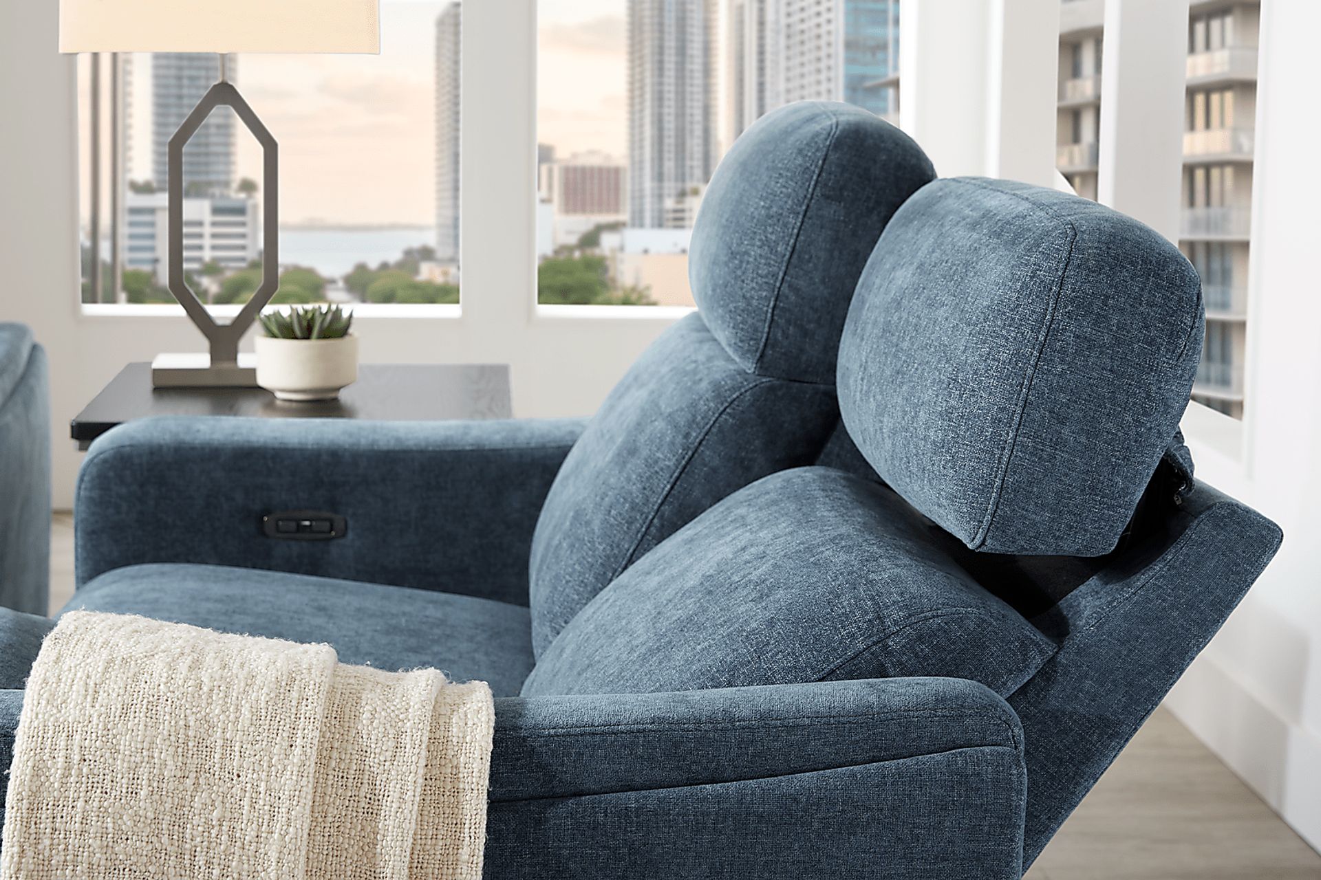 Ferguson Denim Dual Power Reclining Loveseat - Image 6