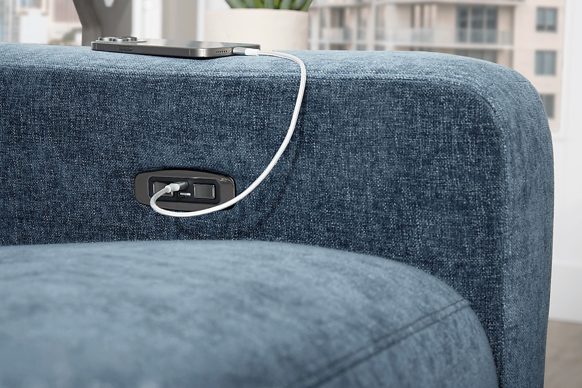 Ferguson Denim Dual Power Reclining Sofa - Image 6