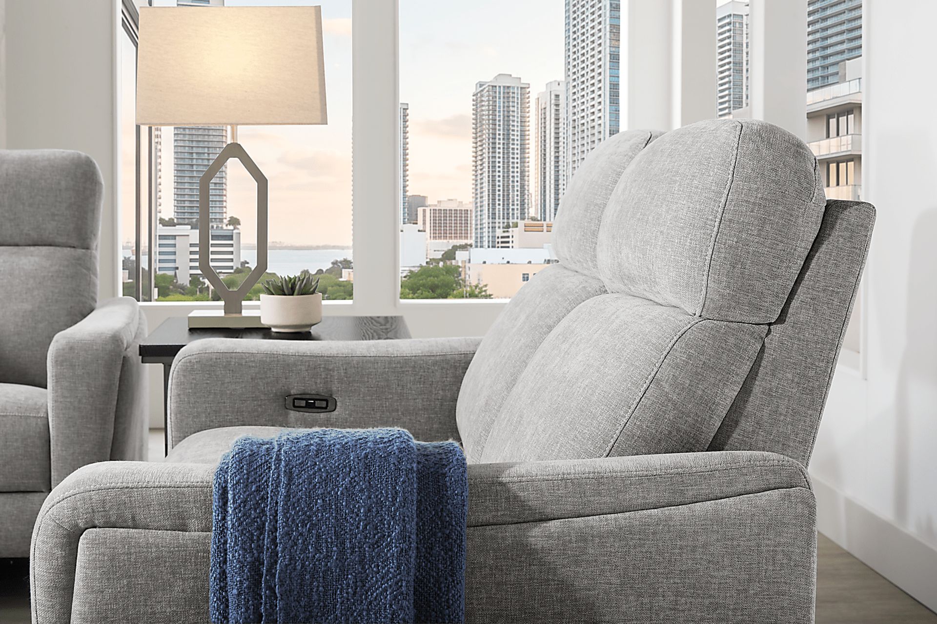 Ferguson Gray Dual Power Reclining Loveseat - Image 7
