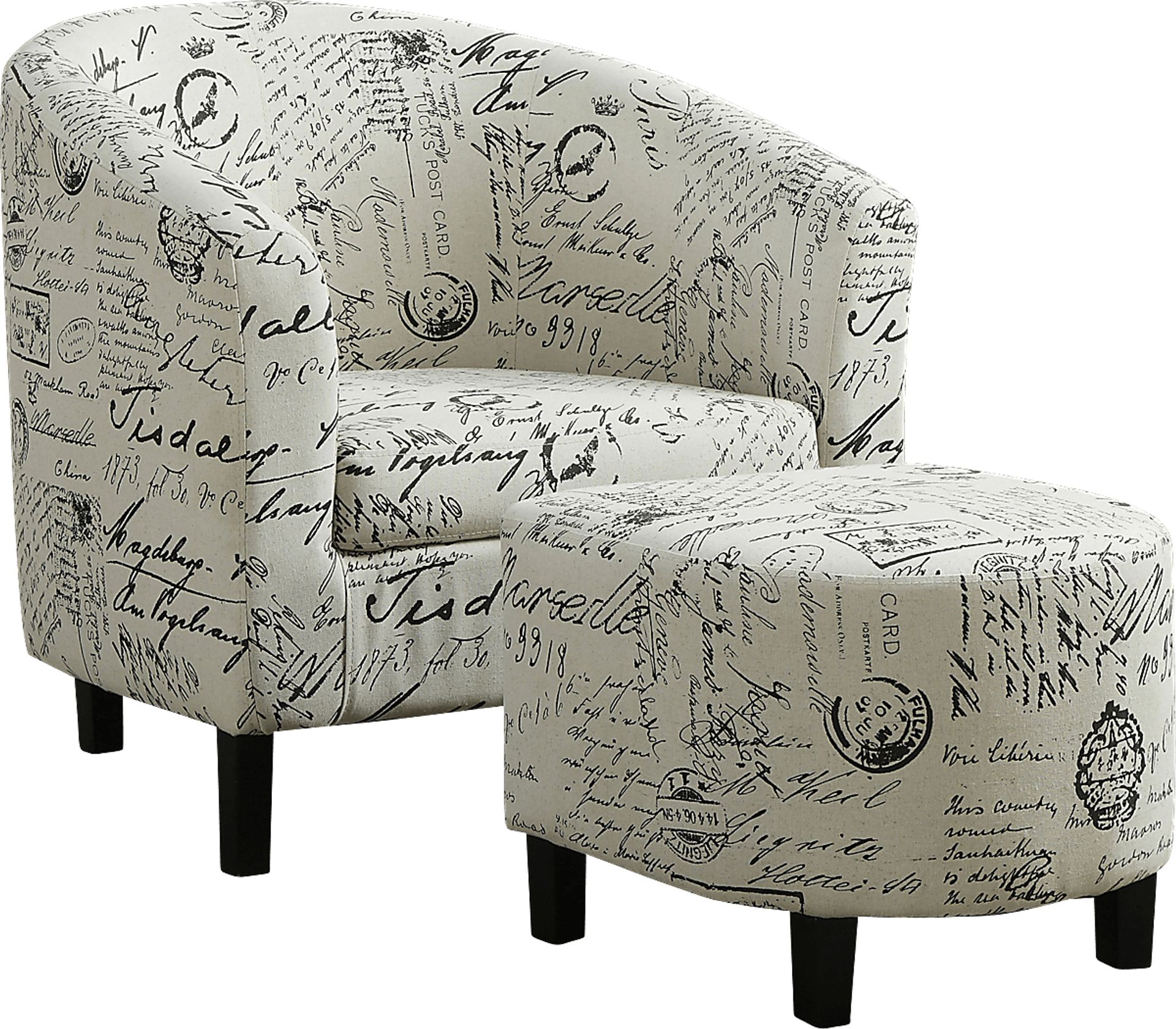 Ferncroft Beige Accent Chair & Ottoman - Image 1