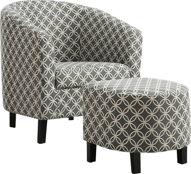 Ferncroft Gray Accent Chair & Ottoman - Thumbnail - Image 1