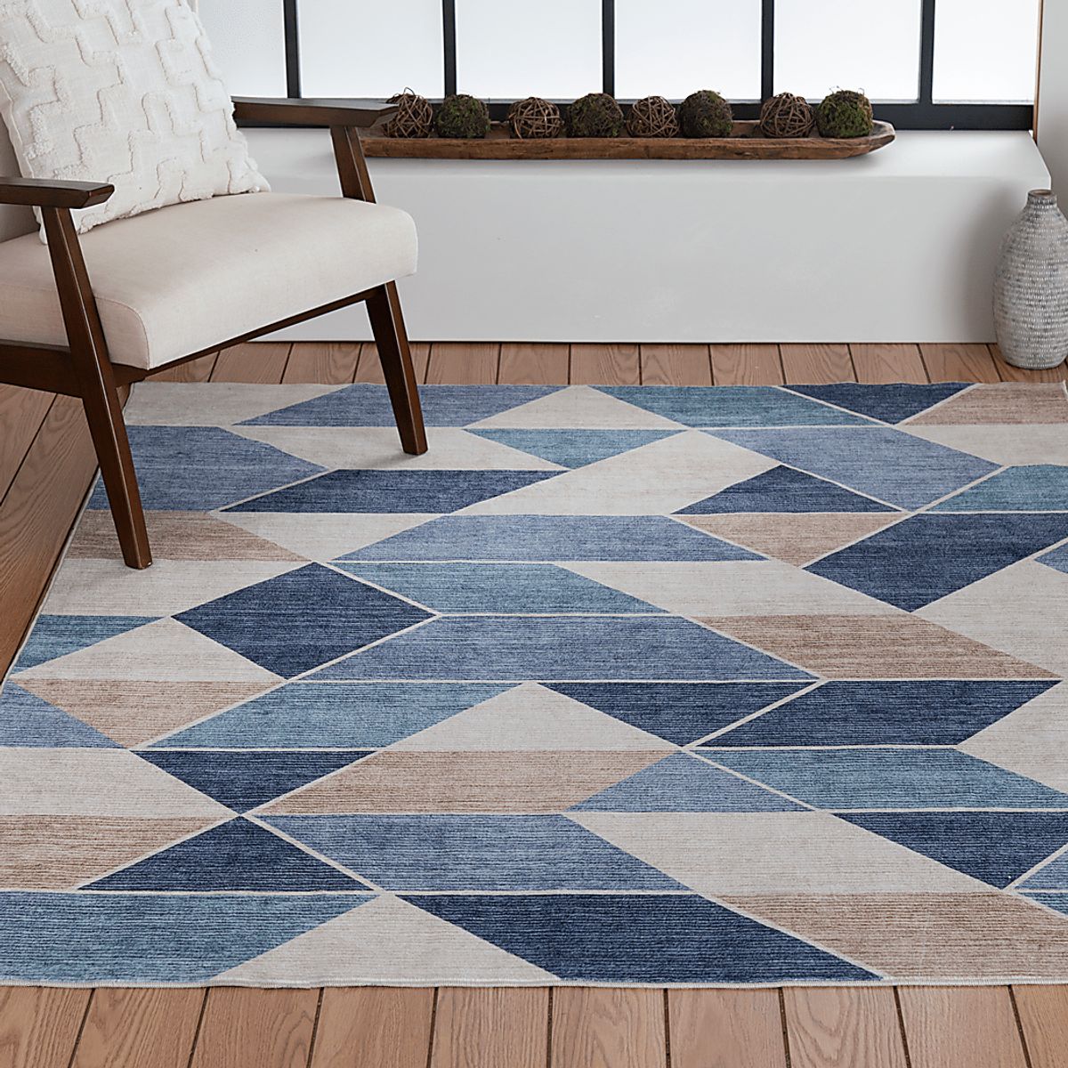 Fetterolf Blue Polyester Fabric Rug | Rooms to Go