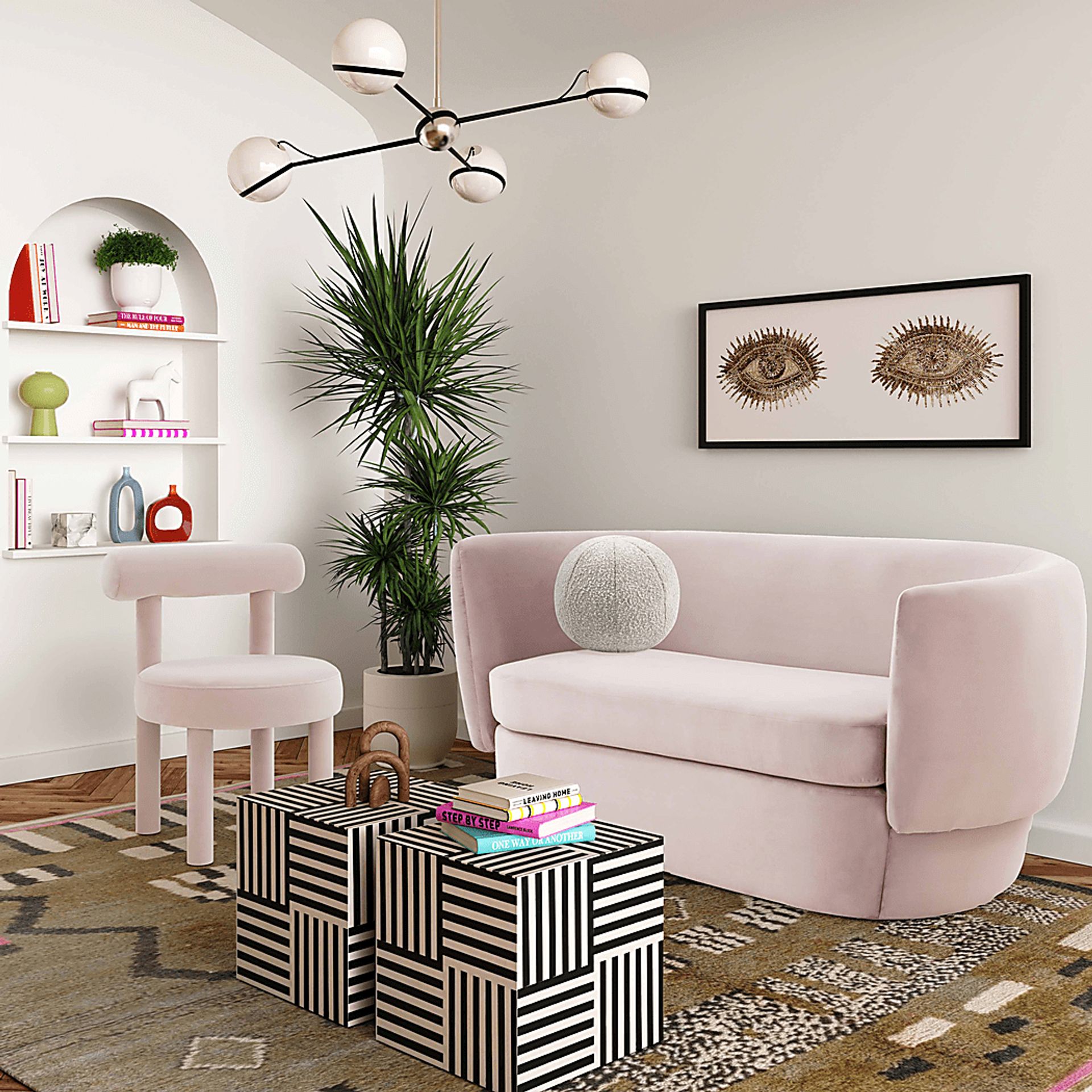 Fiaba Blush Loveseat - Image 2