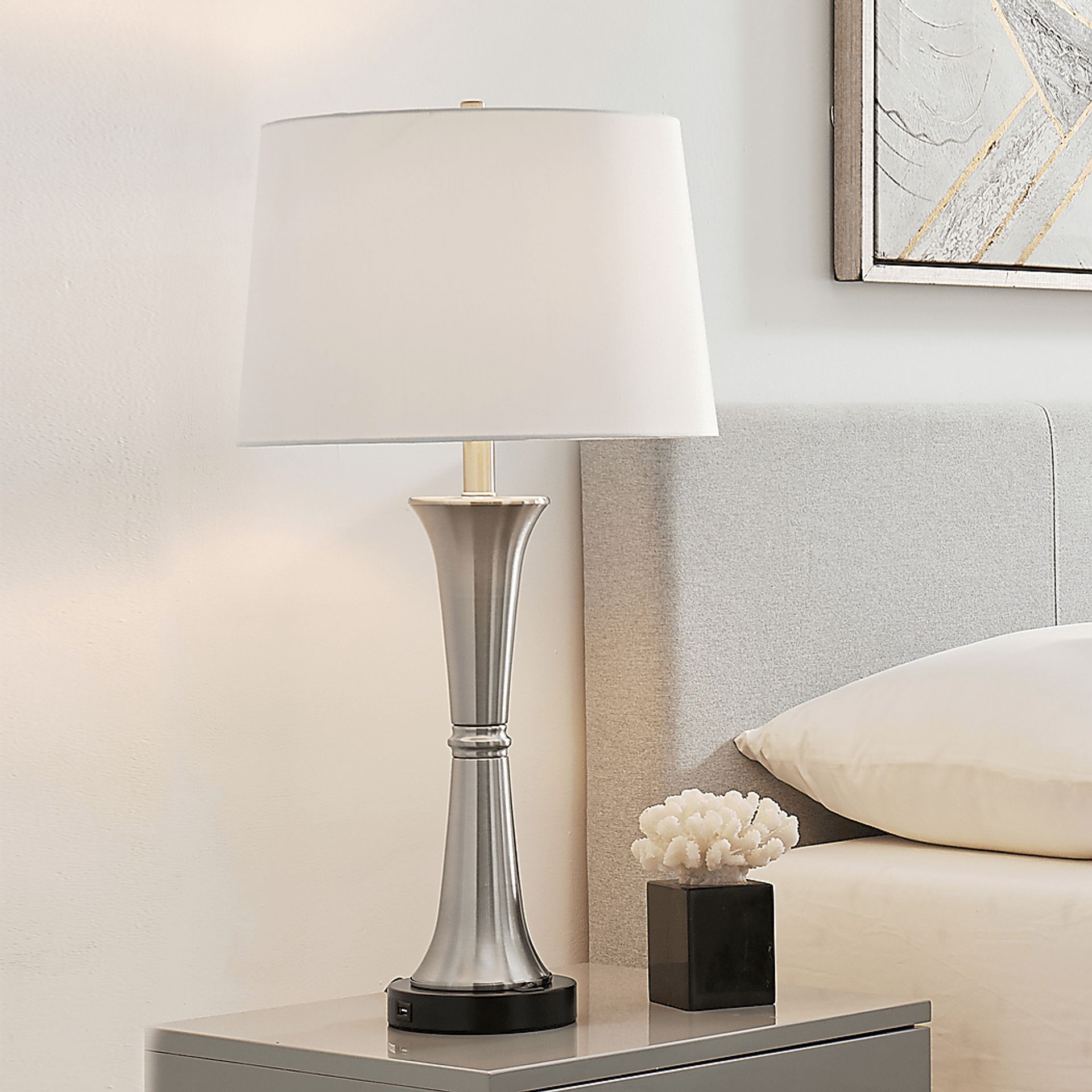 Fieldcrest Point Nickel Table Lamps, Set of 2 - Image 5