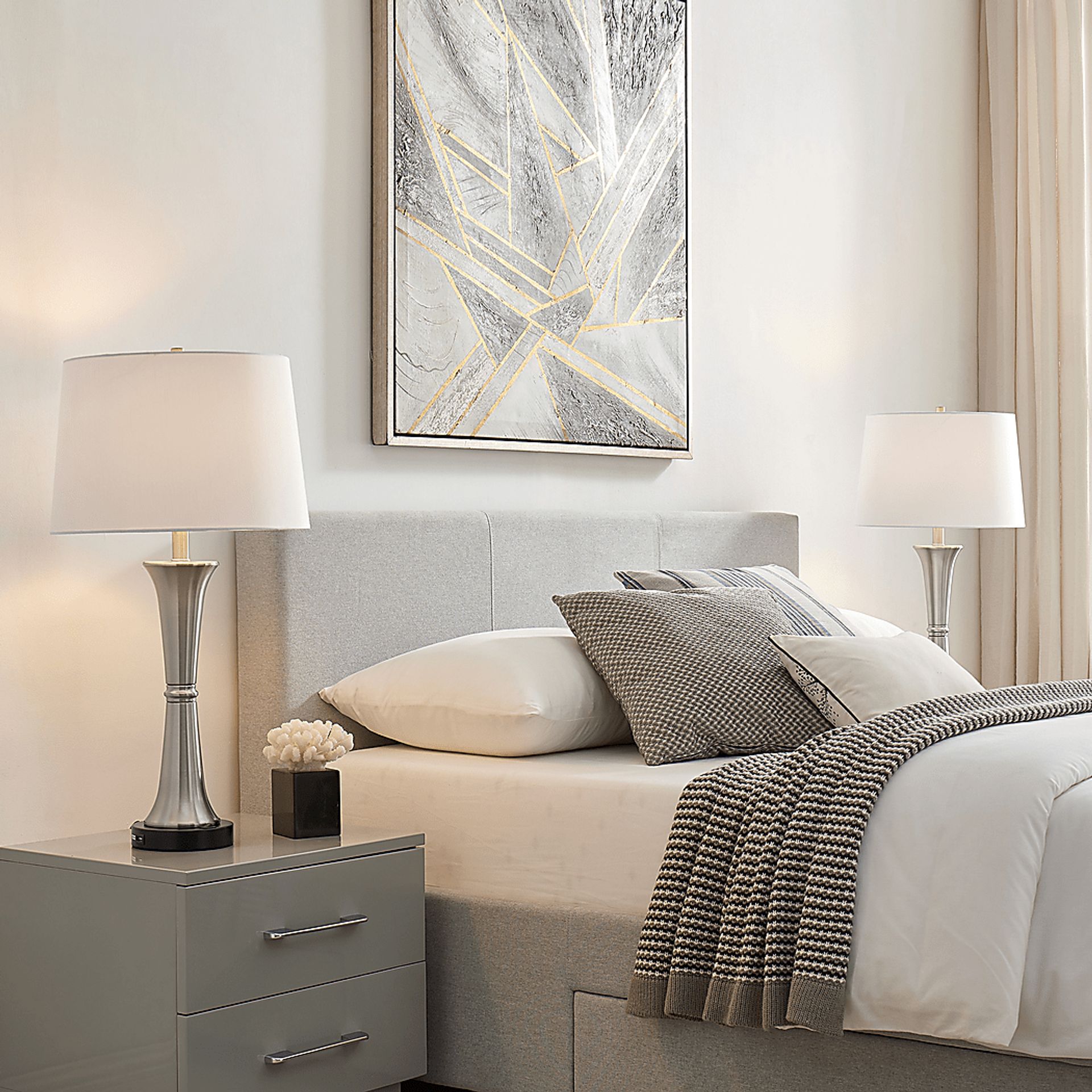 Fieldcrest Point Nickel Table Lamps, Set of 2 - Image 6