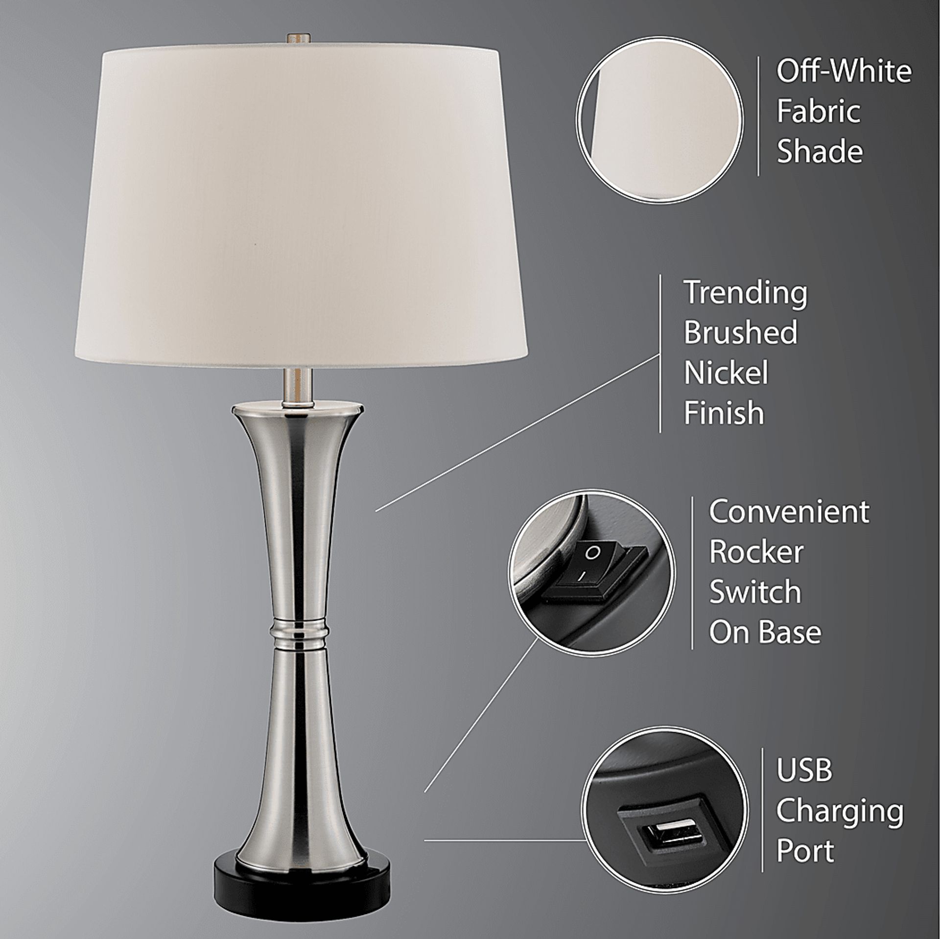 Fieldcrest Point Nickel Table Lamps, Set of 2 - Image 8