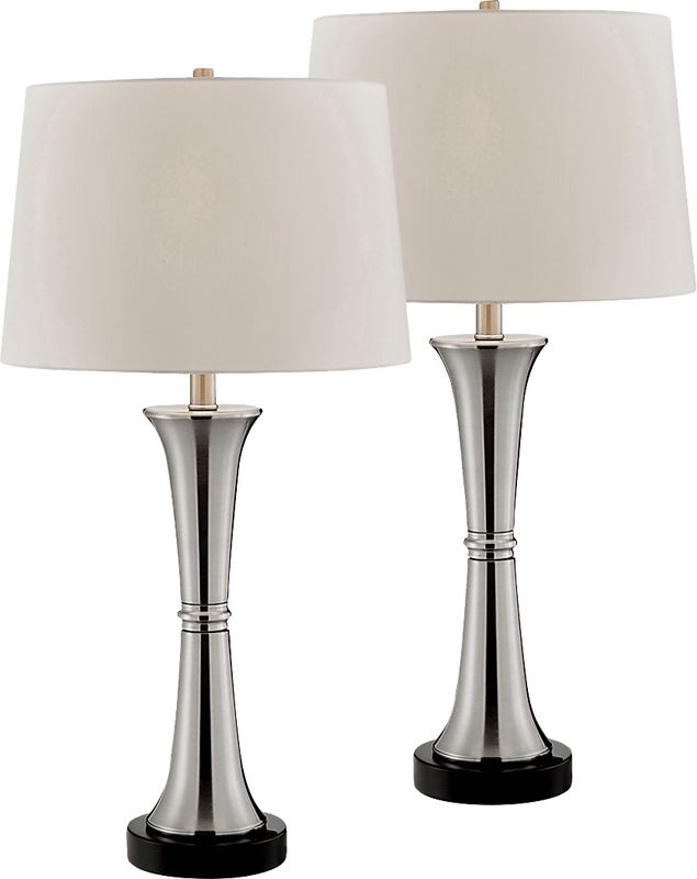 Fieldcrest Point Nickel Table Lamps, Set of 2