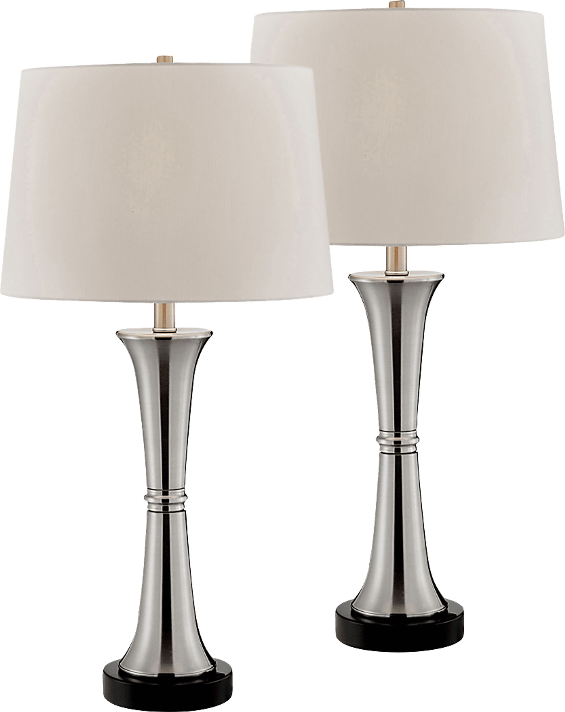 Fieldcrest Point Nickel Table Lamps, Set of 2 - Image 1