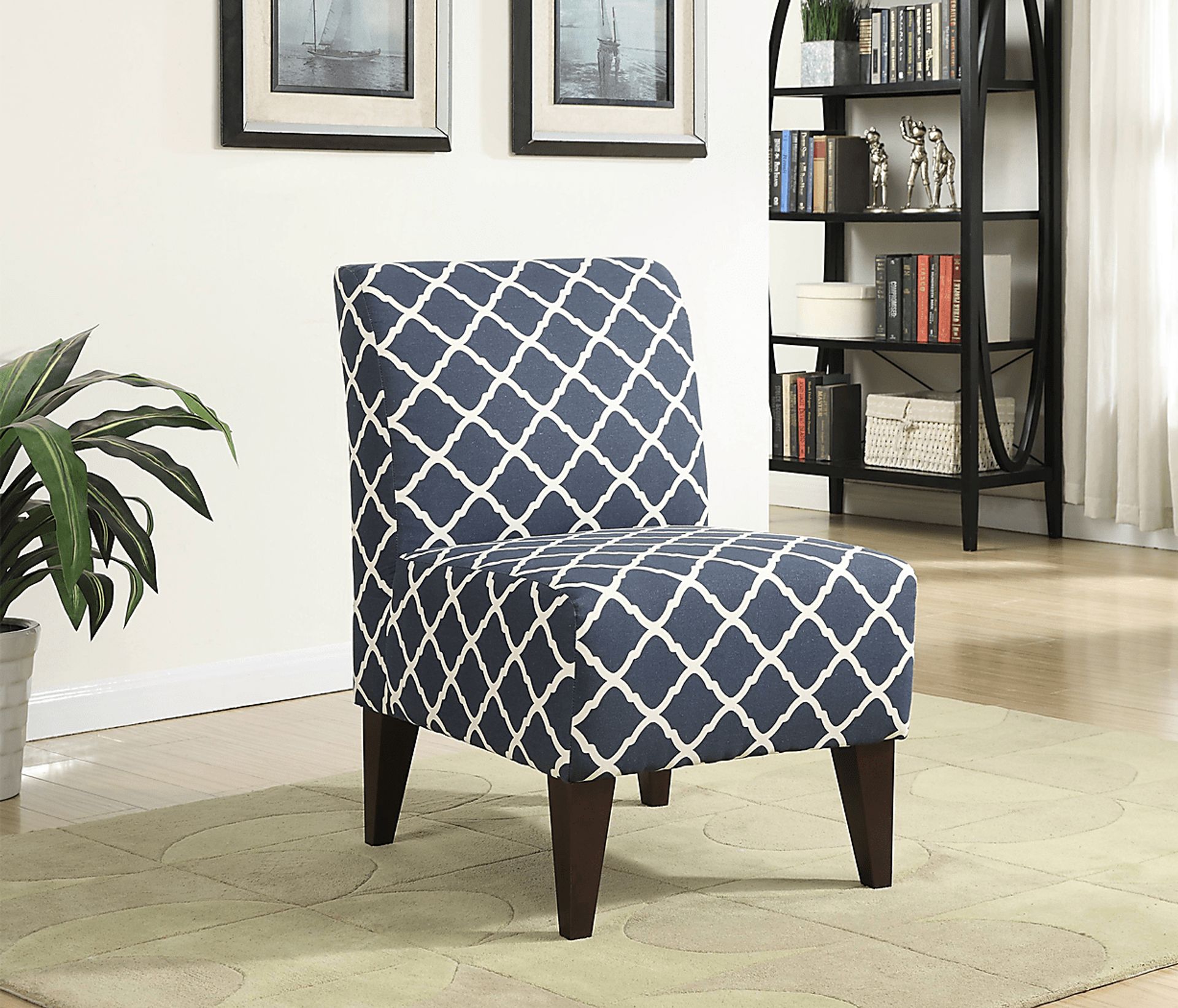 Fielden I Blue Pattern Accent Chair - Image 2