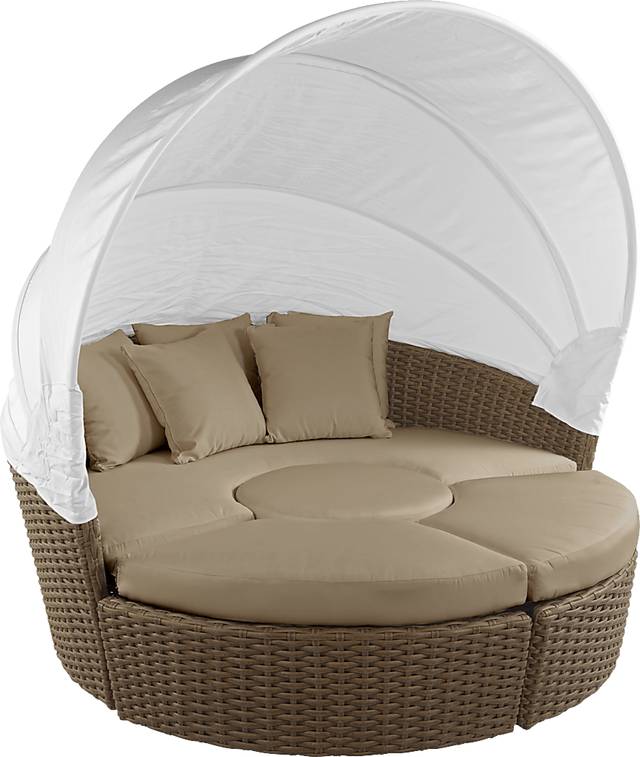 Palisades Brown Outdoor Daybed with Heather Beige Cushions - Thumbnail - Image 1