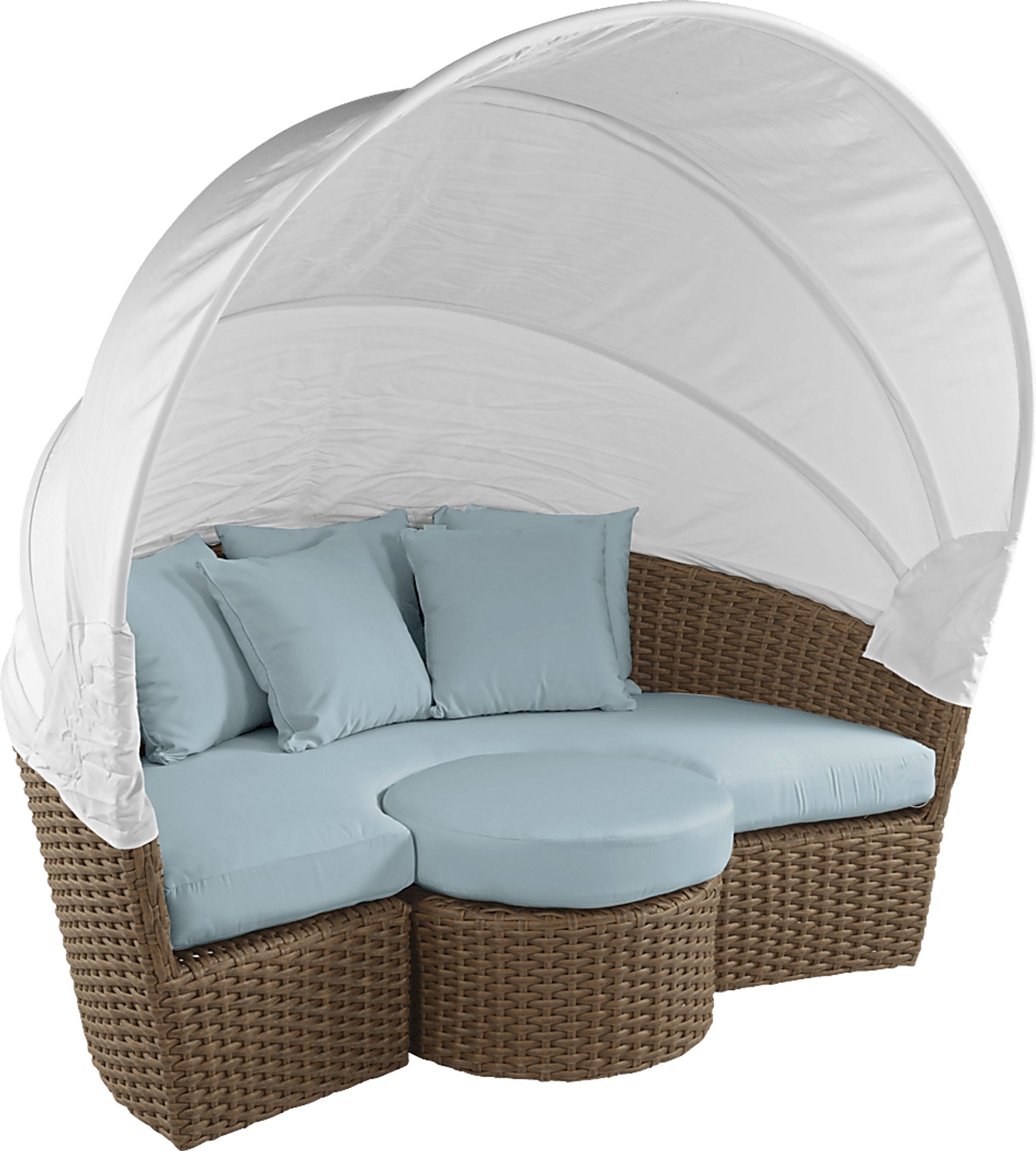Palisades Brown Outdoor Daybed with Blue Cushions - Image 3