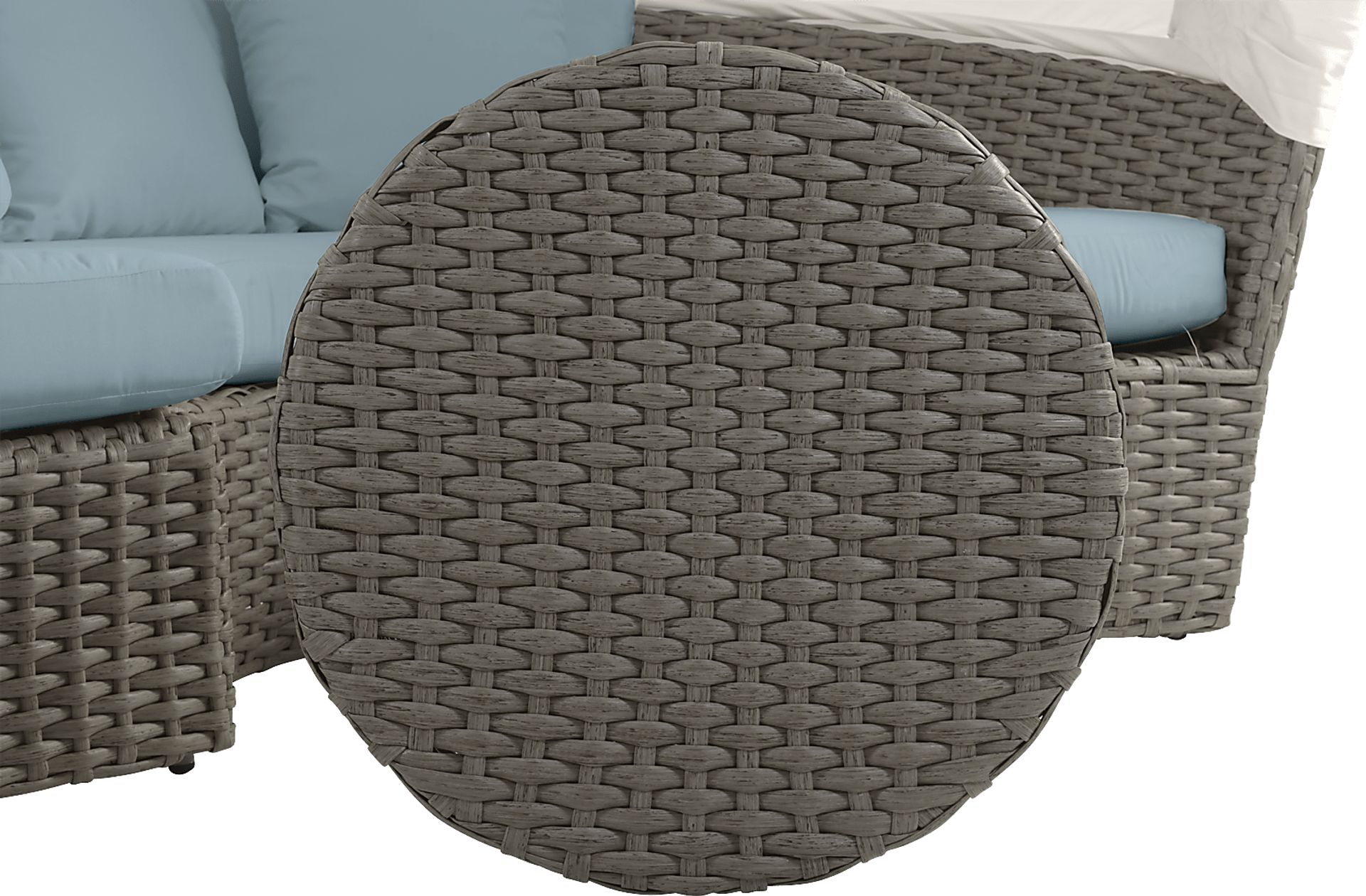 Palisades Brown Outdoor Daybed with Blue Cushions - Image 6