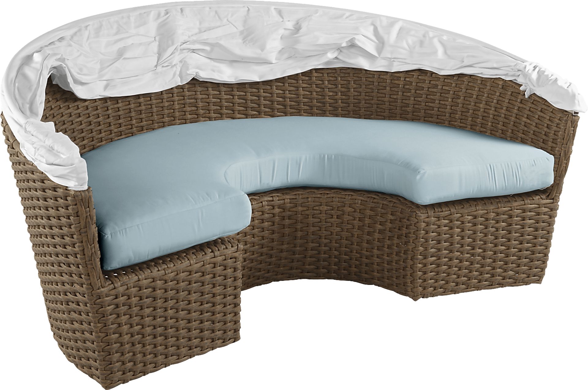 Palisades Brown Outdoor Daybed with Blue Cushions - Image 7